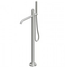 Смеситель для ванны и душа, Quadro design, Stereo, напольный, цвет-Steel Brushed,