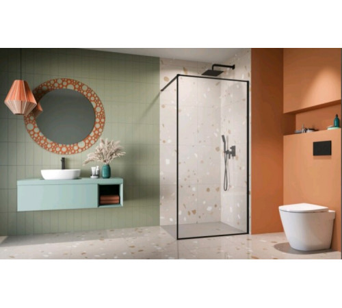 Душевая перегородка, Radaway, Modo F II, шв 1100*2000, черный, цвет стекла-прозрачный, Easy Clean