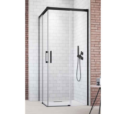 Дверь, Radaway, Idea 8 KDD, шв 1200*2005, петли-справа, черный, цвет стекла-прозрачный, Easy Clean