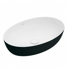Раковина, Villeroy&Boch, Artis, шгв 610*410*130, отверстия для смесителя-отсутствуют, цвет снаружи/внутри-Coal Black/белый