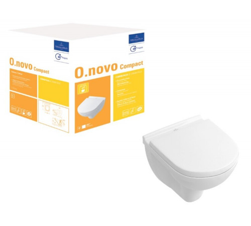 Унитаз, Villeroy&Boch, O'Novo, подвесной, шгв 360*490*340, CeramicPlus, цвет-альпийский белый
