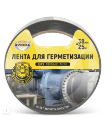 Клейкая лента для герметизации AVIORA 38 мм, 25 м, черная 302-049